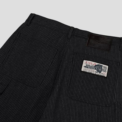 歐美街頭指標 高級補丁 工裝 牛仔條文寬褲 - 1C19