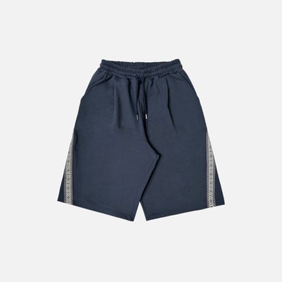 印地安圖紋 刺繡斜線 寬版 7分 棉短褲 - 3C19