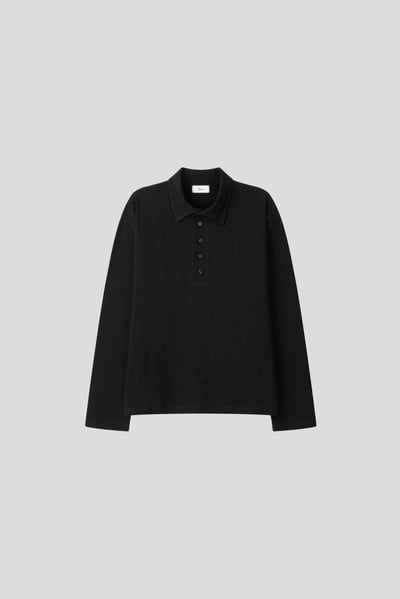 日系慵懶 百搭素色 POLO 鈕扣 薄長袖 - 3C24