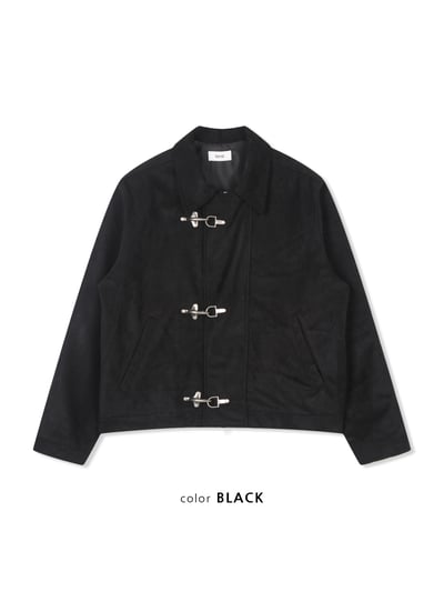 街頭潮流 消防扣 麂皮 短版 薄夾克 - 2C21