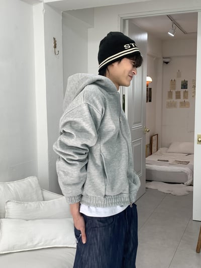 彎曲修身 高檔空氣棉 短版 素面 連帽外套 - 2C14