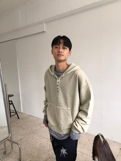 復古街頭 重磅 復古水洗 亨利領 帽T - 3C14