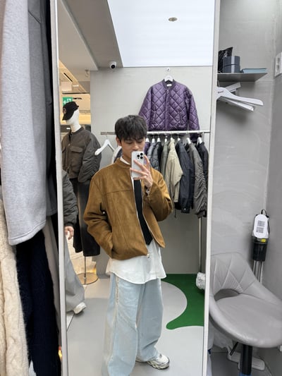 高級線 馬海毛 羽絨 皮革紋路 短版夾克 - 3C18