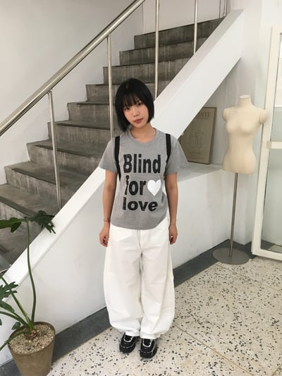 韓女經典氛圍 局部細節點綴 彎刀寬版 長褲 - 3C3