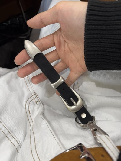 迷你皮帶 皮革(麂皮)鑰匙圈 - 3C14