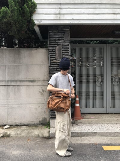 極致街頭 掛繩造型 工裝口袋 立體抓皺 寬鬆長褲 - 3C16