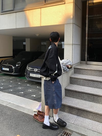 印第安 傳統花紋 高級卯釘 牛仔 百慕達短褲 - 2C4