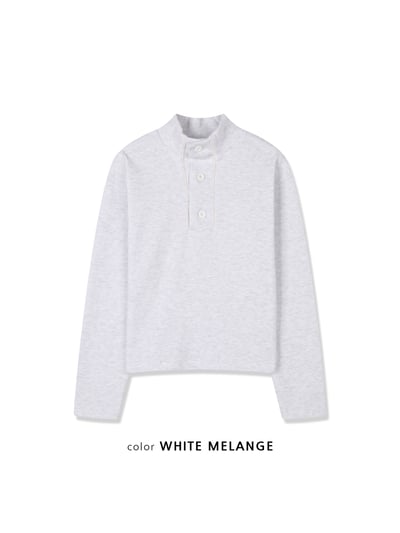 半高開V領 鈕扣 短版 華夫格 指套 薄長袖 - 3C24