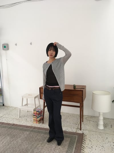 韓女必備 超級修身 細條紋 微喇叭原牛褲 - 3C18
