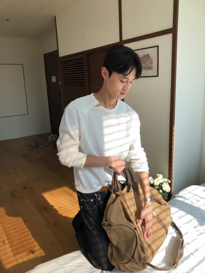 高質感 帆布皮革 大容量 旅行包 - 2C10