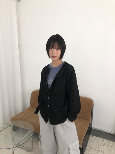 夏季泡泡棉 絲綢布料 防曬 褶皺開襟衫- 4C4