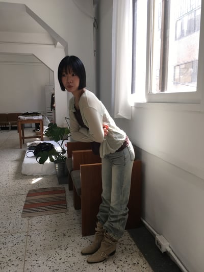 斜線鈕扣 不規則收邊 小罩衫 上衣 - 4C21