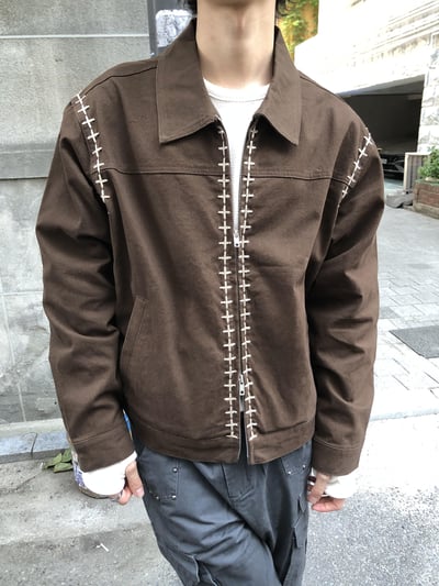 秋季街頭 刺繡縫線 微短版 薄夾克 - 2C3