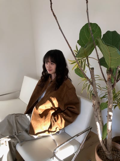 高級線 馬海毛 羽絨 皮革紋路 短版夾克 - 3C14