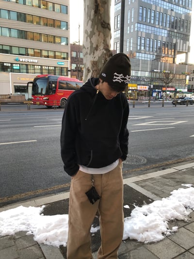 獨特配色 運動風 刷毛 帽T - 4C16