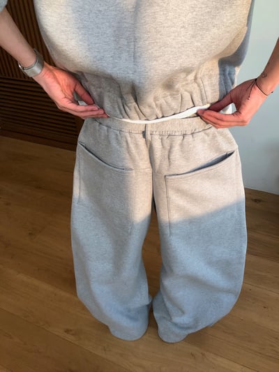 潮流版型霸主 彎刀曲線 休閒 刷毛寬褲 (set-up) - 2C9