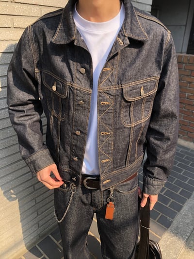 歐美 高街經典 特殊縫線 短版 牛仔夾克 (set - up) - 1C10