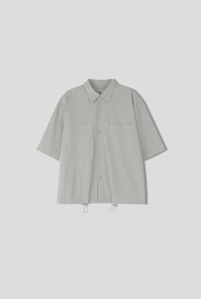 工作雙口袋 繫帶襯衫 - 6C6