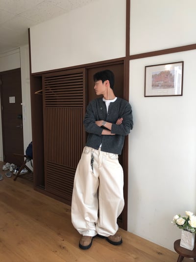 秋冬極簡風 精緻鈕扣 短版針織 羊毛開襟衫 - 3C11