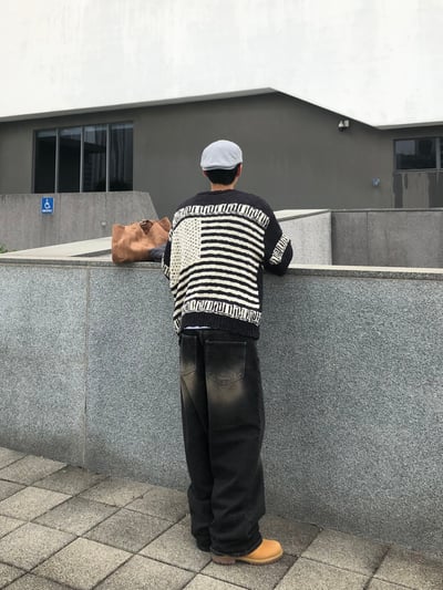 (黑色現貨)USA Star 厚針織 開襟外套 - 2C16