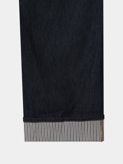 東京小夥 反折褲管 條紋結構 原牛寬褲 - 2C21