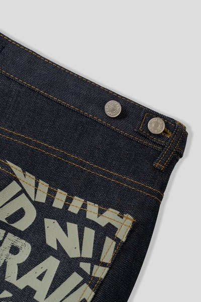 率性街頭 口袋印刷設計 牛仔寬褲 - 2C22