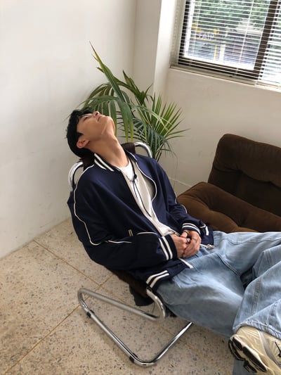 高級街頭 鬆弛神衣 邊線 棒球外套 - 2C7