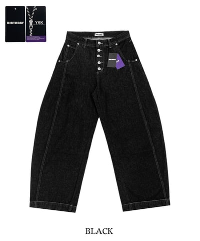 日系街頭 假鈕扣 原牛 寬褲 - 2C16