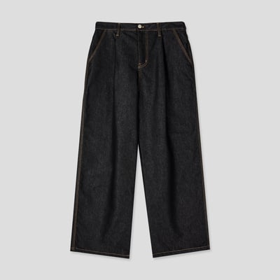 秋冬首選 單層褶皺 配色縫線 俐落 原牛寬褲 (set-up) - 2C21