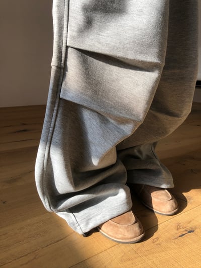 層疊口袋 降落傘 空氣棉 寬版棉褲 - 4C12