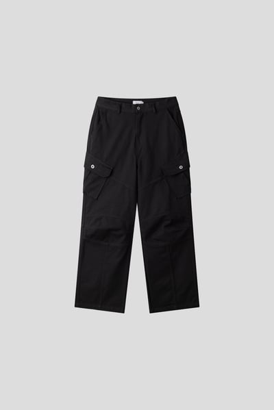 高級休閒感 雙層縫線 斜線造型 直筒微寬 工裝褲 - 3C13