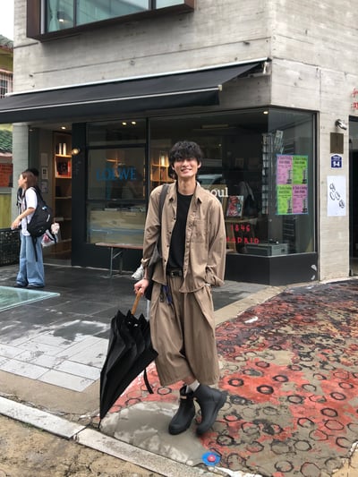 夏季涼感 尼龍材質 斜線抓皺 鬆弛感 8分褲 套裝 - 3C3