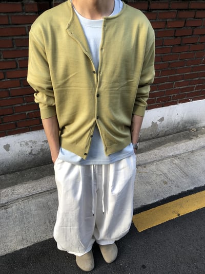 夏天必備 亞麻親膚 雙層抓皺 牛仔 寬褲 - 2C18