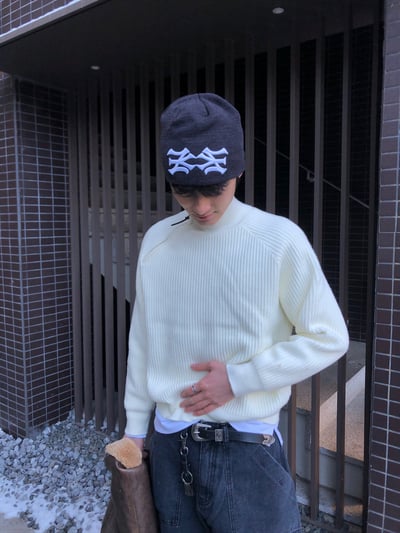 半高領 側邊拉鍊 修身短版 高檔毛衣 - 4C13