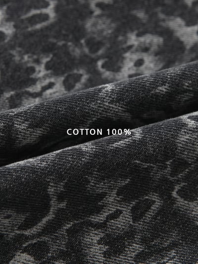 首爾街頭 豹紋 石頭灰 卯釘寬褲 - 1C20