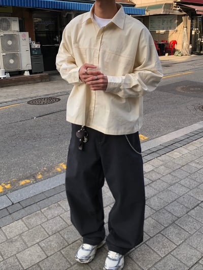 ASH 街頭休閒 特殊曲線 長版 寬褲 - 2C10