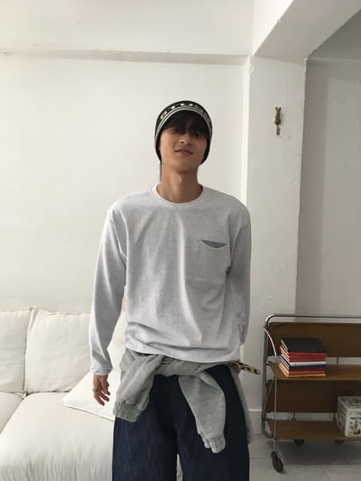 春季必備 口袋配色 短版 薄長袖 - 3C11