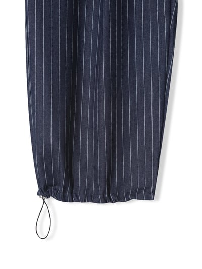 紐約型男 眾星刺繡 單層褶皺 條紋 牛仔寬褲 - 2C24