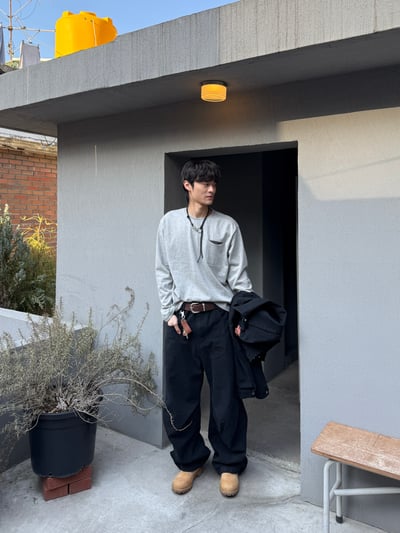 春季必備 口袋配色 短版 薄長袖 - 3C6