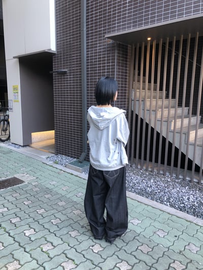 背影殺手 高檔縫線 鬆緊帶 寬版 牛仔長褲 - 3C22