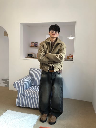 微妙復古 漸層水洗 破壞 牛仔 寬褲 - 2C6