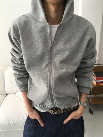 彎曲修身 高檔空氣棉 短版 素面 連帽外套 - 2C2