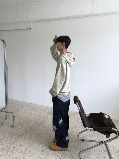 復古街頭 重磅 復古水洗 亨利領 帽T - 3C13