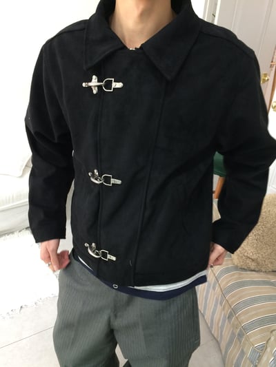 街頭潮流 消防扣 麂皮 短版 薄夾克 - 2C13