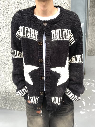 (黑色現貨)USA Star 厚針織 開襟外套 - 2C1