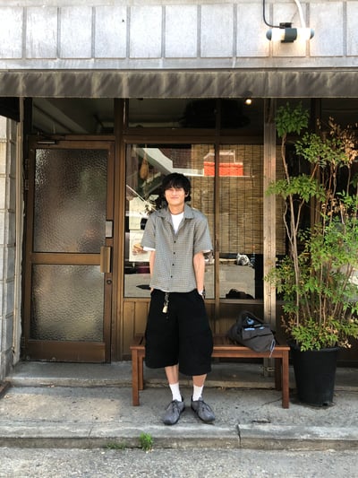 酷夏薄款 街頭高質感 細格紋 短版 短袖襯衫 - 2C15