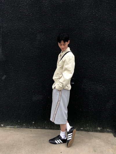 印地安圖紋 刺繡斜線 寬版 7分 棉短褲 - 3C3