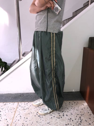 微反光 印第安條紋 涼感 尼龍寬褲 - 3C15