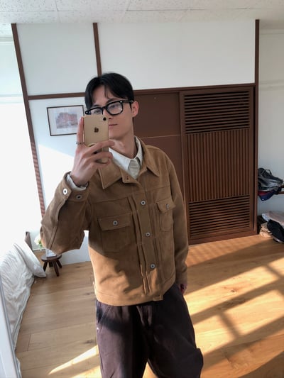 歐美經典款 美拉德 麂皮 微短版 皮夾克 - 4C20