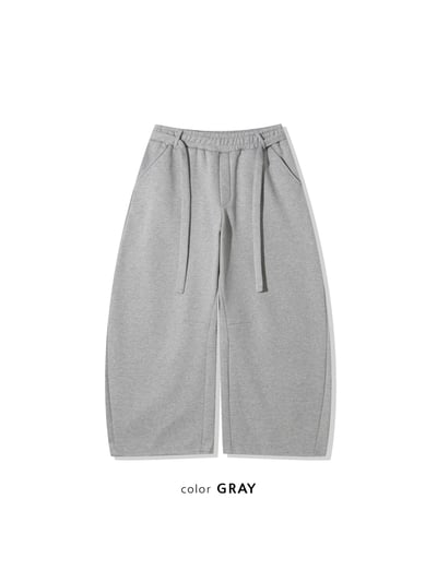 潮流版型霸主 彎刀曲線 休閒 刷毛寬褲 (set-up) - 2C19